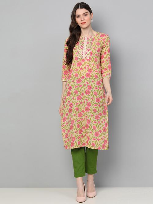floral printed straight kurta - 19348049 - Very Small Image - 1