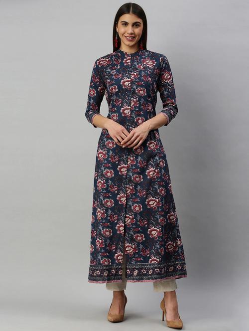 floral printed a-line kurta - 19348053 - Very Small Image - 1