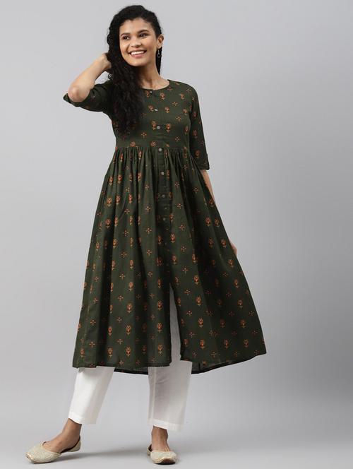 women's front slit kurta - 19348092 - Very Small Image - 1