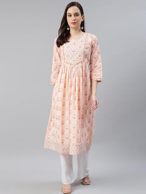 round neck printed a-line kurta - 19348126 - Very Small Image - 1