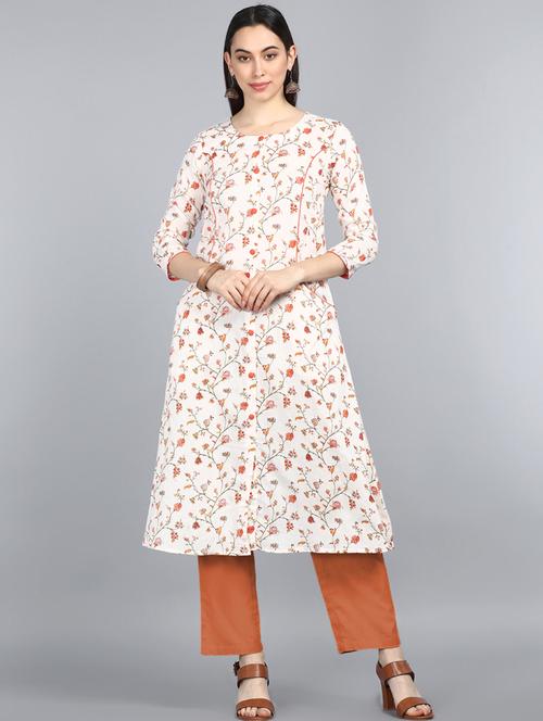 round neck printed straight kurta - 19348132 - Very Small Image - 1