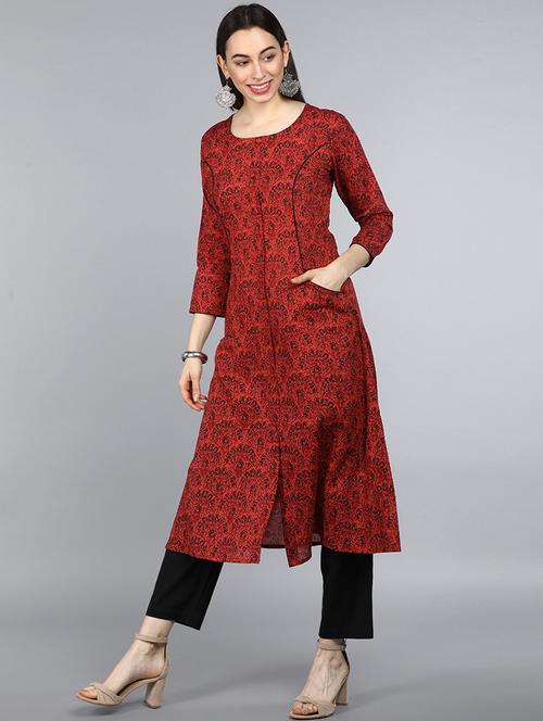 women's front slit kurta - 19348194 - Very Small Image - 1