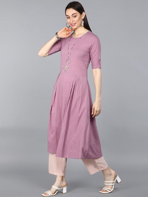 navy cotton a-line kurta - 19348272 - Very Small Image - 1
