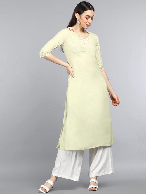 yellow cotton straight kurta - 19348274 - Very Small Image - 1