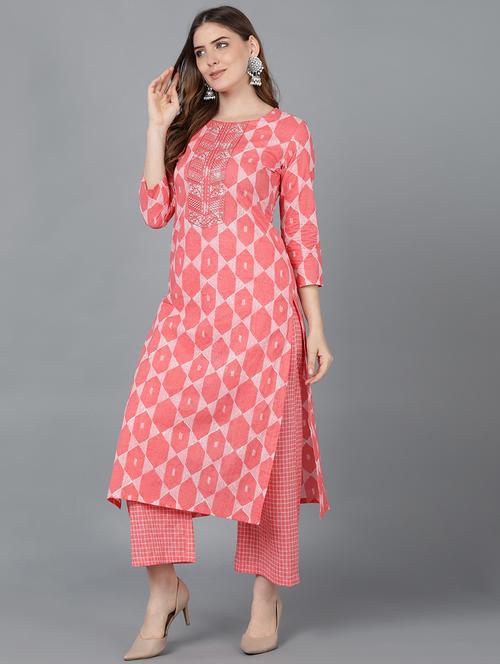 pink printed straight kurta - 19348432 - Very Small Image - 1