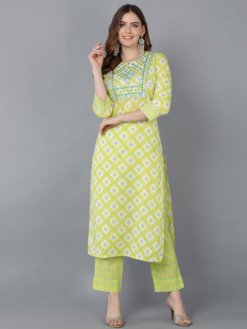 yellow cotton straight kurta - 19348443 - Very Small Image - 1