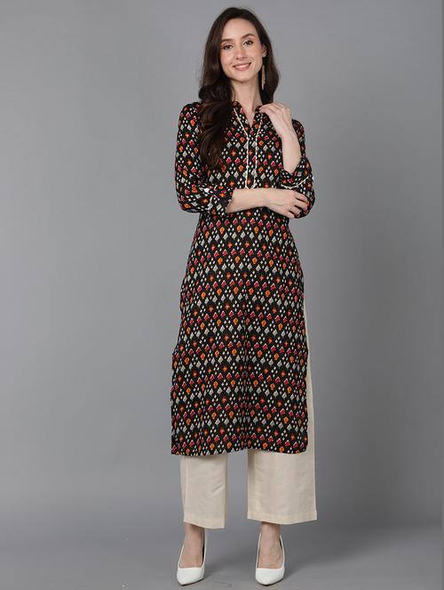 mandarin neck printed straight kurta - 19348470 - Very Small Image - 1