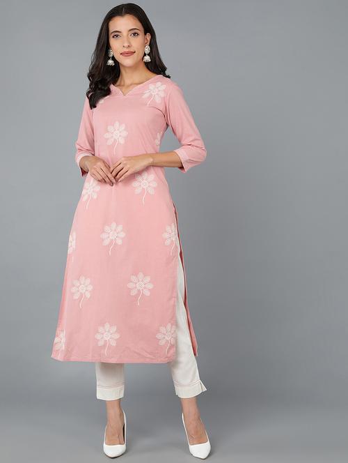 pink printed straight kurta - 19348658 - Very Small Image - 1