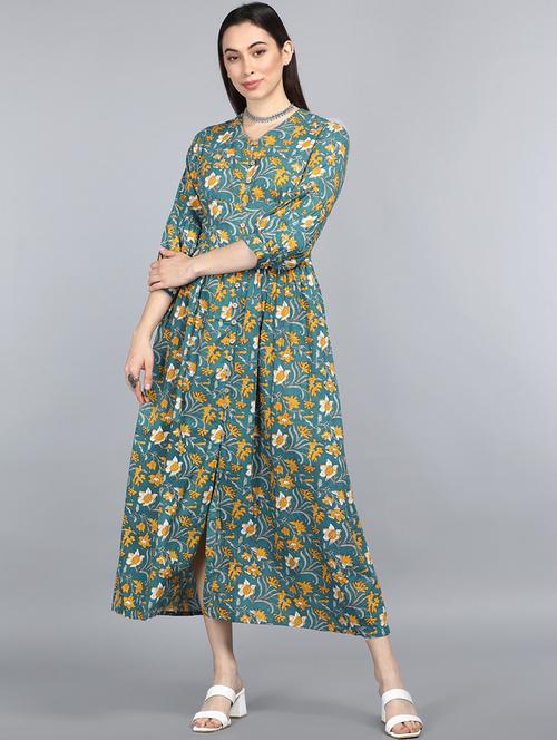 v-neck printed straight kurta - 19348760 - Very Small Image - 1