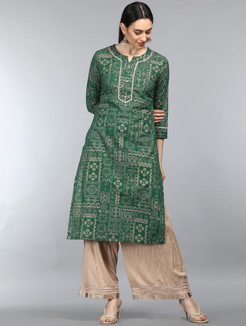 round neck printed straight kurta - 19348762 - Very Small Image - 1
