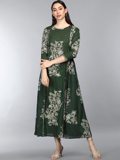 round neck printed anarkali kurta - 19348765 - Very Small Image - 1