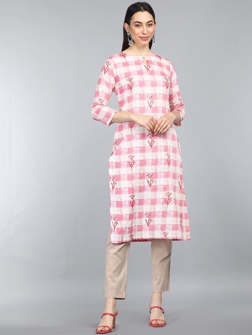 v-neck printed straight kurta - 19348766 - Very Small Image - 1