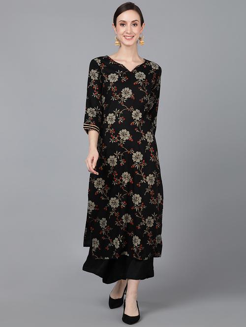 floral printed straight kurta - 19348797 - Very Small Image - 1