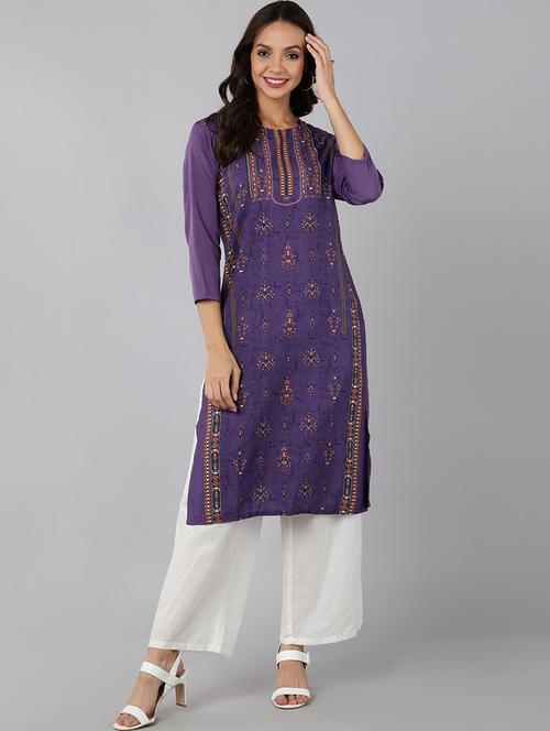 women's straight kurta - 19348843 - Very Small Image - 1
