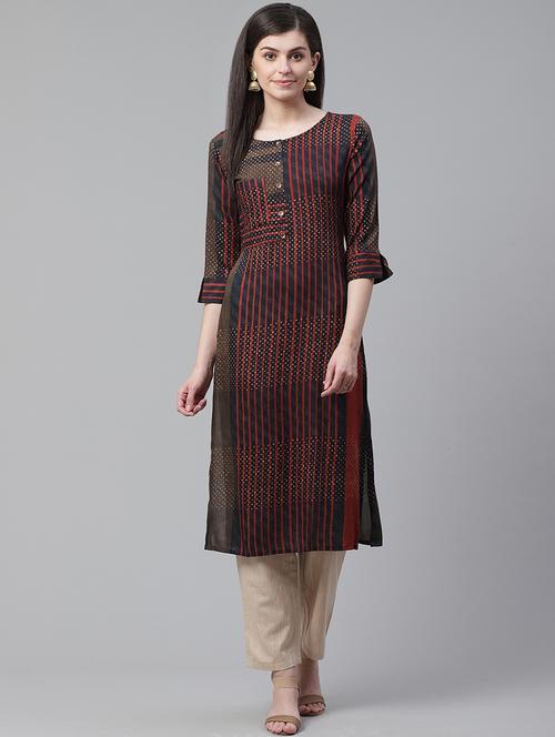 striped straight kurta - 19348882 - Very Small Image - 1