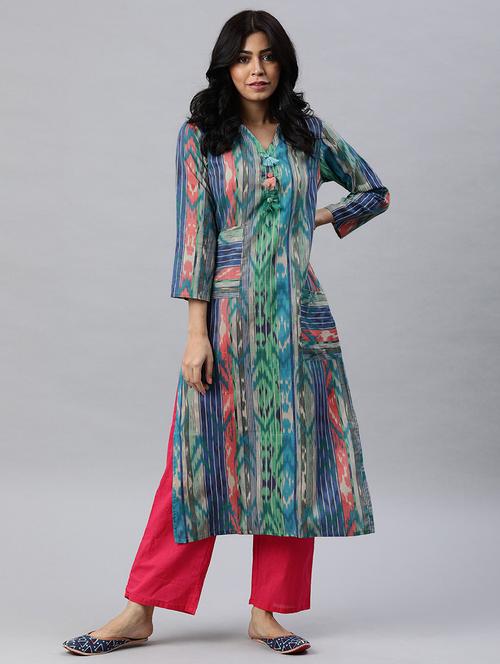 printed straight kurta - 19348904 - Very Small Image - 1