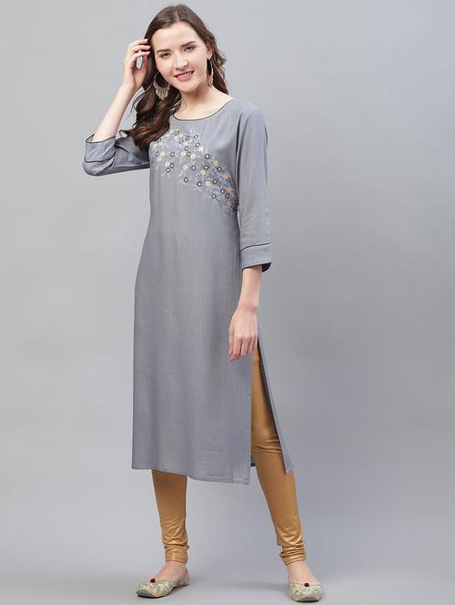 printed straight kurta - 19348946 - Very Small Image - 1