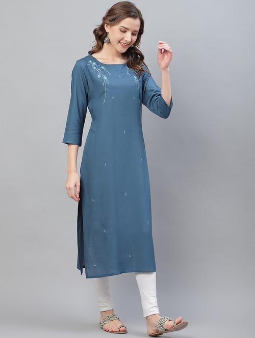 embroidered straight kurta - 19348948 - Very Small Image - 1