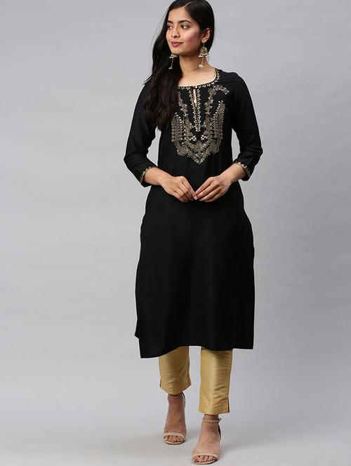 embroidered straight kurta - 19348956 - Very Small Image - 1
