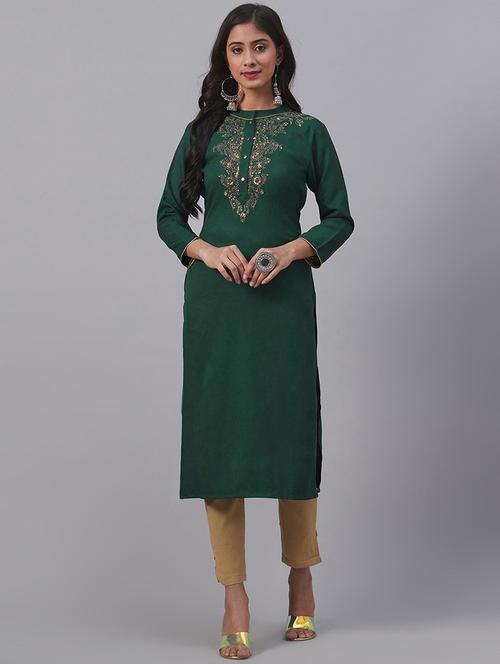 embroidered straight kurta - 19348971 - Very Small Image - 1