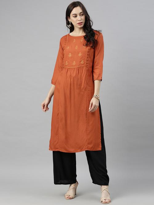embroidered straight kurta - 19348981 - Very Small Image - 1