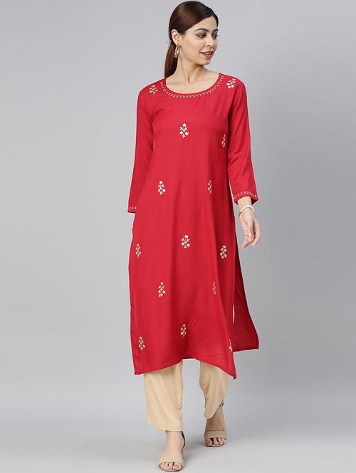 embroidered straight kurta - 19348984 - Very Small Image - 1