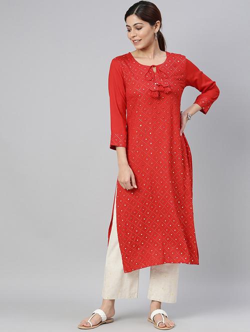 embroidered straight kurta - 19348986 - Very Small Image - 1