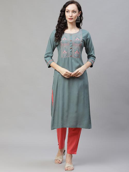 embellished a-line kurta - 19349003 - Very Small Image - 1