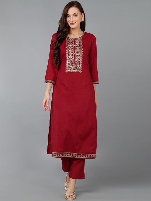 embroidered straight kurta - 19349041 - Very Small Image - 1