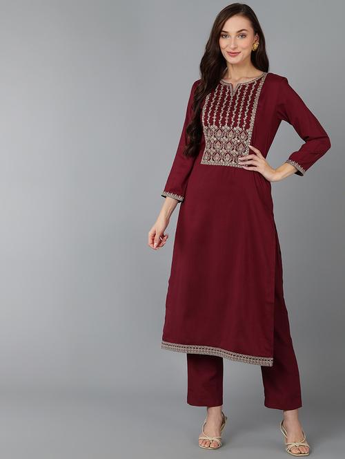 embroidered straight kurta - 19349056 - Very Small Image - 1
