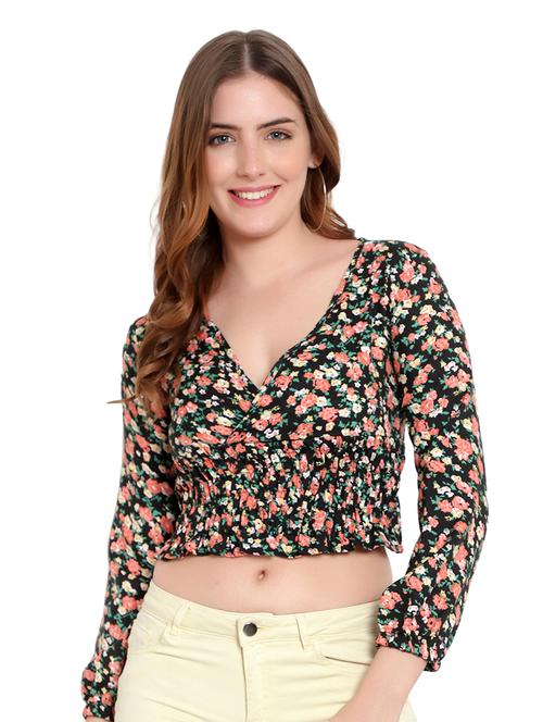 women's crop v neck top - 19350198 - Very Small Image - 1