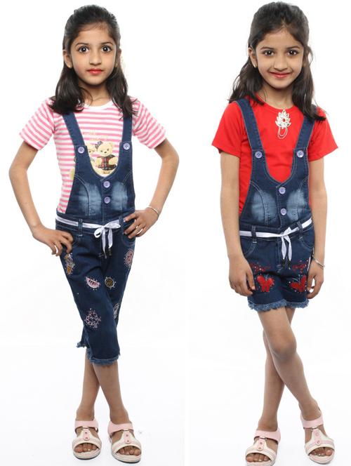 combo pack of denim dungarees - 19350903 - Very Small Image - 1