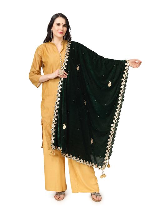 green velvet dupatta - 19351512 - Very Small Image - 1