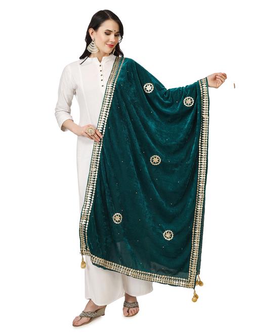 green velvet dupatta - 19351528 - Very Small Image - 1