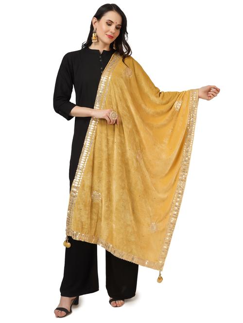 yellow velvet dupatta - 19351532 - Very Small Image - 1