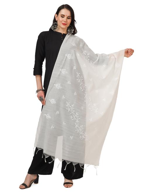 white cotton dupatta - 19351540 - Very Small Image - 1