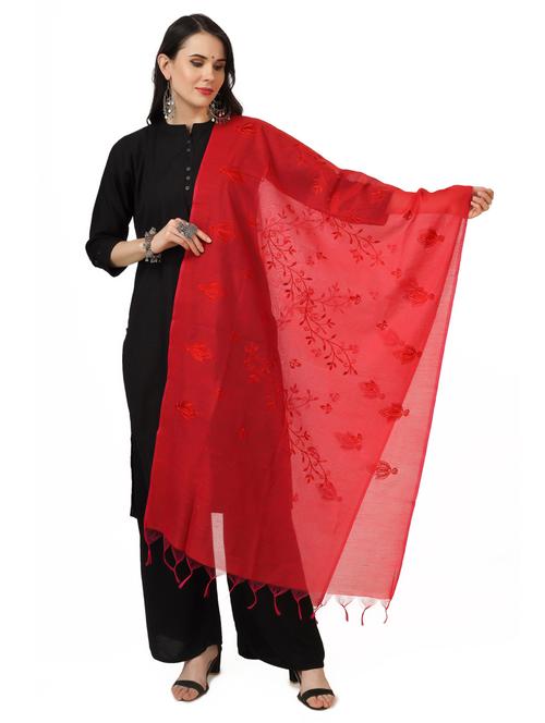 red cotton dupatta - 19351541 - Very Small Image - 1