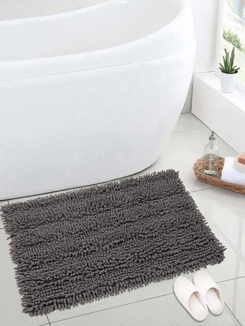 saral home easy living saral home cotton shaggy mat (dark grey, 40x60 cm) - 19351584 - Very Small Image - 1