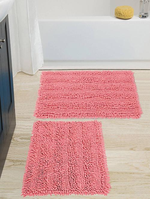 saral home set of 2 cotton shaggy mat (light pink, 40x60 cm) - 19351594 - Very Small Image - 1