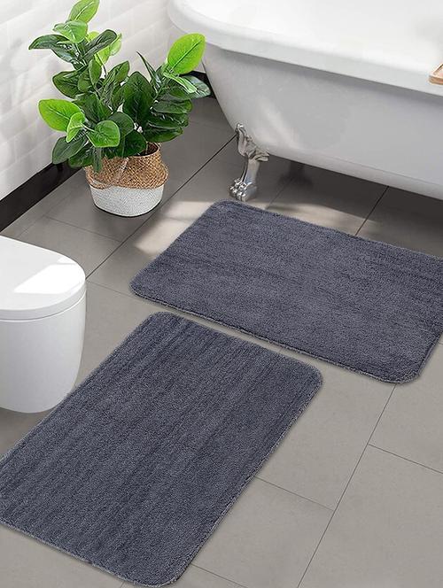 saral home easy living saral home microfiber anti-skid bath mat pack of 2 (grey, 50x80 cm) - 19351631 - Very Small Image - 1