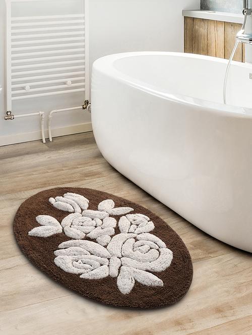 rosa super soft oval bathmat by saral home - 50x80 cm (brown) - 19351673 - Very Small Image - 1