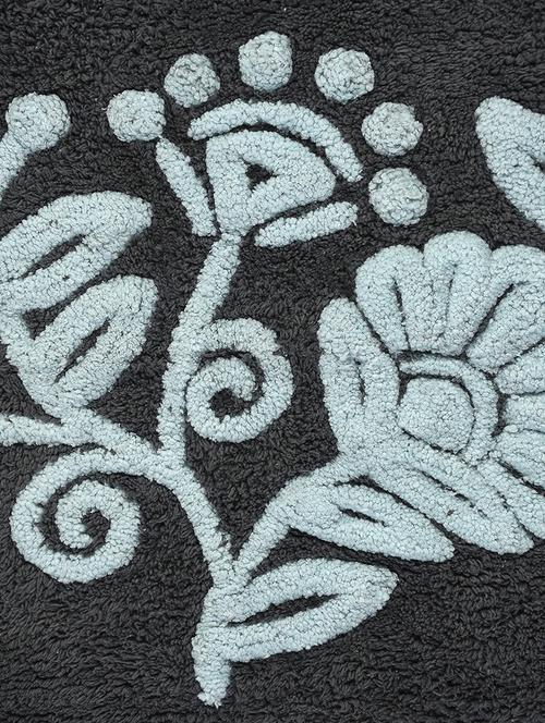 fleur super soft oval bathmat by saral home - 50x80 cm (grey) - 19351678 - Very Small Image - 1