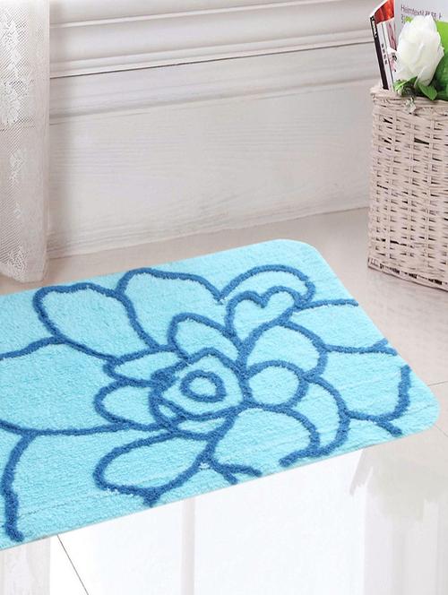 saral home soft cotton anti slip bathmat -(turquoise, 50x80 cm) - 19351729 - Very Small Image - 1