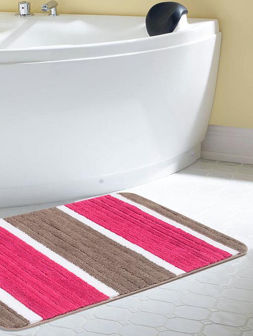 saral home soft microfiber anti slip bathmat (pink, 50x80 cm) - 19351766 - Very Small Image - 1