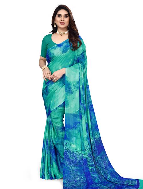 printed saree with blouse - 19351790 - Very Small Image - 1