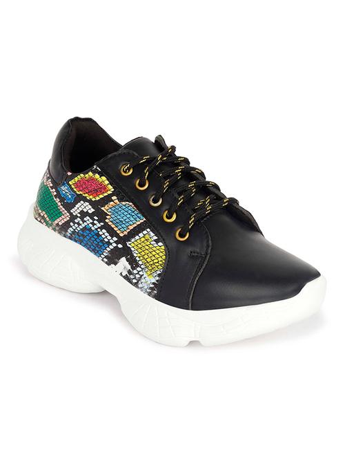 black leatherette laceup casual shoes - 19353402 - Very Small Image - 1