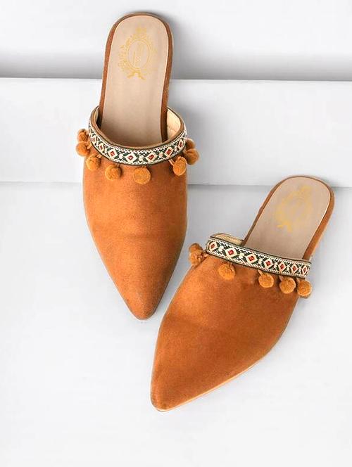tan solid slip-on mules sandal - 19354142 - Very Small Image - 1