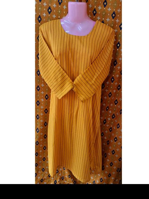 yellow round neck kurta - 19354212 - Very Small Image - 1