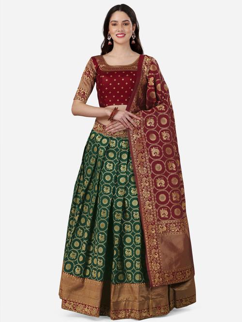 green self design flared lehenga - 19354220 - Very Small Image - 1