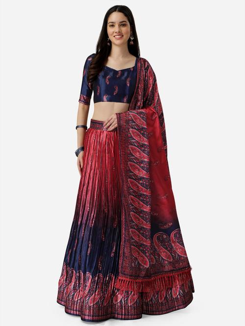 red self design flared lehenga - 19354226 - Very Small Image - 1